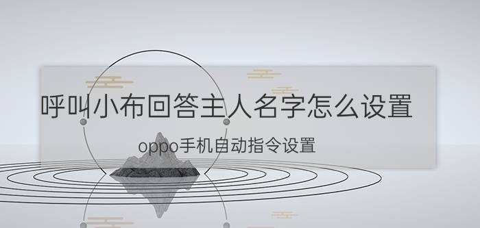 呼叫小布回答主人名字怎么设置 oppo手机自动指令设置？